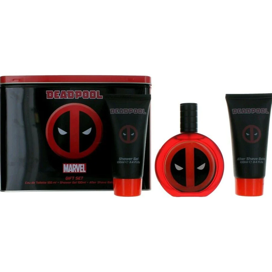 Marvel Deadpool Gift Set For Boys - Eau de Toilette, 100ml + After Shave Balm 100 ml + Shower Gel 100ml + Pouch