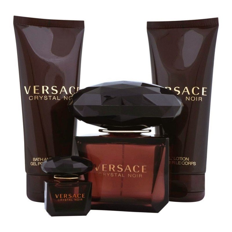 Versace Crystal Noir Gift Set - Eau de Parfum, 90ml + 5ml Travel Spray + 100ml Body Lotion + 100ml Bath&Shower Gel - Image 2